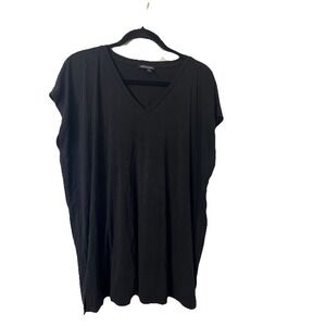 Eileen Fisher Top‎ Women's XL Black Sleeveless Shirt V Neck Tee Shirt Stretch